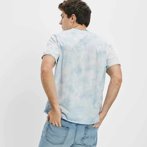 T-shirt Tie-Dye pour homme en pur coton à manches courtes, coupe ample, col haut grande taille, style de couple à la mode - Product Image 4