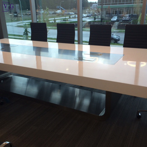 Table de réunion moderne blanche grande capacité (16 personnes) durable avec chaises pour bureaux et salles de réunion d'hôtels (OEM/ODM) - Product Image 3