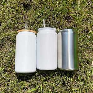 White Blank Sublimation Stainless Steel 16Oz Unbreakable <b>Metal</b> Drinking Soda Can Keep Hot Cold - Product Image 1
