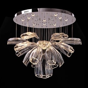 Lámpara de araña de lujo con forma de pétalo, fuente de luz LED, base de bombilla E27, control de interruptor para sala de estar, comedor, decoración de hotel - Product Image 1
