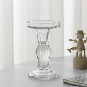 批发免费样品廉价透明烛台玻璃底座圣诞餐桌摆件家居装饰 - Product Image 4