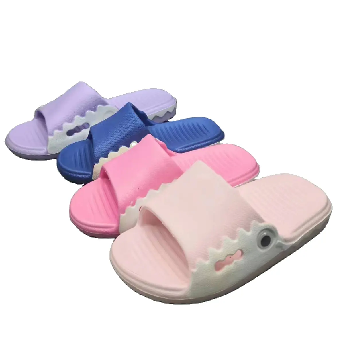 Logo personalizzato piatto colorato squalo sandali per bambini pantofole bagno interno diapositive sandali pantofole per la casa fornitore verificato all'aperto