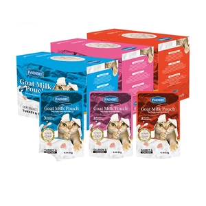FAENBEI Nourriture humide pour animaux de compagnie en sachet, saveur dinde, saumon, lapin, poulet, sans céréales, enrichie en vitamines, friandises pour chats adultes, avec morceaux de viande, sachet de nourriture humide - Product Image 2