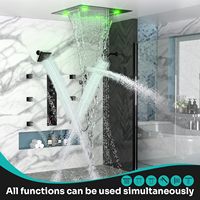 Système de douche de luxe Homedec 20 pouces avec 2 fonctions LED pluie/cascade, double pomme de douche rectangulaire de 6 pouces et robinetterie thermostatique
