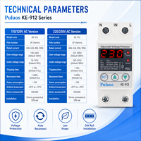 Dispositif de protection contre les surtensions Puluos KE-912 110V 220V, protection contre les surtensions et les sous-tensions avec reconnexion automatique
