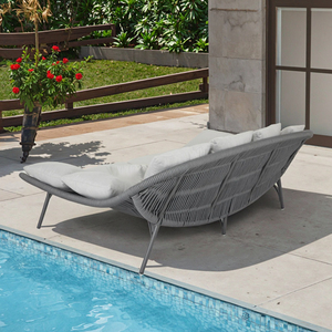 Mobilier de jardin Canapé de piscine Lits en rotin rond Canapé en osier blanc Lit de repos en corde pour hôtel Chaise longue Chaise longue pour le soleil Lit de jour - Product Image 2