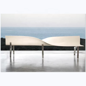 SENZHAO Modern Minimalist Patio <b>Bench</b> Outdoor Steel Frame PP Seat Durable Design for Garden Use - Product Image 1