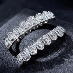 High Quality Hip Hop VVS Moissanite <b>Diamond</b> Dental Grillz Set 925 <b>Silver</b> <b>Teeth</b> Caps Fashion Available At Best Market Price - Product Image 1
