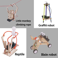 Set Mainan Bangun Model Robot 3D Kayu DIY