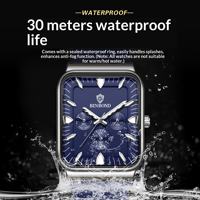 BINBOND 2026 Model Baru Tali Silikon Bercahaya Dial Persegi Panjang Jam Tangan Pria Unik Tahan Air Mewah Jam Tangan Quartz untuk Pria