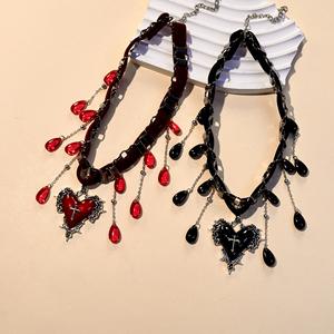 Collana alla <span class=keywords><strong>Moda</strong></span> con Croce Esagerata, Goccia d'Acqua e Nappine, Design di Nicchia, Accessorio di Lusso Leggero - Product Image 5