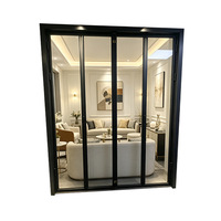 Porte pliante anti-pincement des doigts, en verre et alliage d'aluminium à bord étroit, style minimaliste, pour cuisine ouverte et cloison de balcon