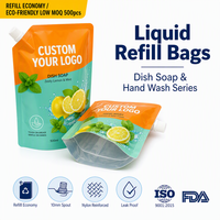 Pochette à bec verseur personnalisée pour recharge de savon liquide, détergent ou savon pour les mains, 500 ml, 1 L, option pochette sans bec verseur écologique