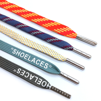 Logo imprimé personnalisé noir Schoenveter lacets plats lacets Cordones Para Zapatos lacet en coton avec embouts en plastique