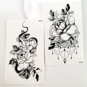 Tatuajes Temporales al por Mayor: Diseño Floral de Serpiente <span class=keywords><strong>Negra</strong></span>, Resistentes al Agua, para Mujeres, Festivales y Uso Diario - Product Image 5