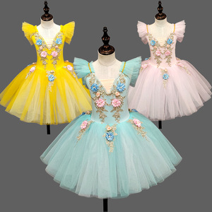 Maillot de Ballet para Niñas, Diseño Floral Lago de los Cisnes, Disfraz de Bailarina con Tutú de Tul, Vestido de Baile para Fiesta de <span class=keywords><strong>Navidad</strong></span> - Product Image 1