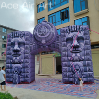 Arche géante gonflable LED en forme de totem maya, visage de pierre tribal ancien, portail d'entrée gonflable pour parc à thème, décoration de fête jungle