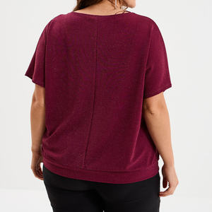 Soft Polyamide Long Logo Short Sleeve Plus Size T-Shirt for Women with Relaxed Fit Breathable Fabric Daily Wear & Layering - Product Image 6