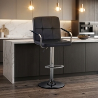 Chaises de bar nordiques modernes les plus vendues, chaises de bar en cuir à carreaux, chaises de bar réglables en hauteur avec repose-pieds