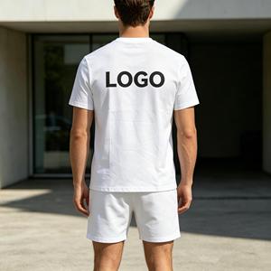 Ensembles de t-shirts grande taille pour hommes, ensembles deux pièces à manches courtes 480 g/m² pour hommes, 100 % coton éponge, ensembles décontractés d'été - Product Image 3