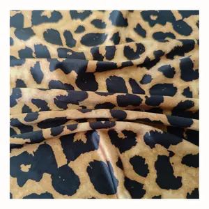 Tecido estampado de leopardo estirável de quatro vias para maiô e roupa de banho