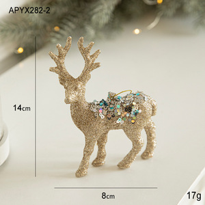 Adornos navideños Regalo de Navidad Decoración de alce dorado brillante Adornos colgantes de Navidad Decoraciones navideñas <span class=keywords><strong>para</strong></span> decoración de Año Nuevo - Product Image 6