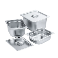 Bac Gastronorm GN 1/6 en acier inoxydable avec couvercle, bac pour table vapeur, hôtel, restaurant, buffet, traiteur, conteneur alimentaire