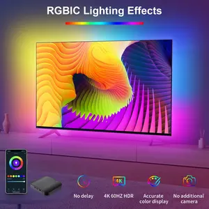 Tira de luces LED de retroiluminación, control inalámbrico inteligente con wifi, HDMI, TV, USB 5050, RGB, 3,8 m, 12 pies