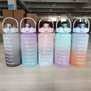<b>Large</b> Capacity Outdoor Straw Sports Kettle Color-Changing Frosted PC Plastic Water Bottle BPA-Free Plastic Straw for Camping - Product Image 5