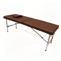 Table de massage portable pliable en acier inoxydable à 2 sections pour spa et esthétique