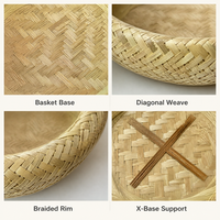 Ensemble de paniers ronds tissés à la main, plateaux de rangement emboîtables 3 pièces, organisateur de fruits, de collations et de bijoux, vente en gros OEM, plateau de rangement tissé
