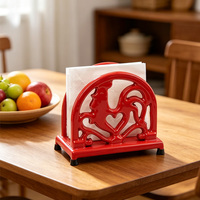 Porte-serviettes en fonte de fer au design rustique et charmant, en forme de coq, accessoire de comptoir de cuisine sur pied