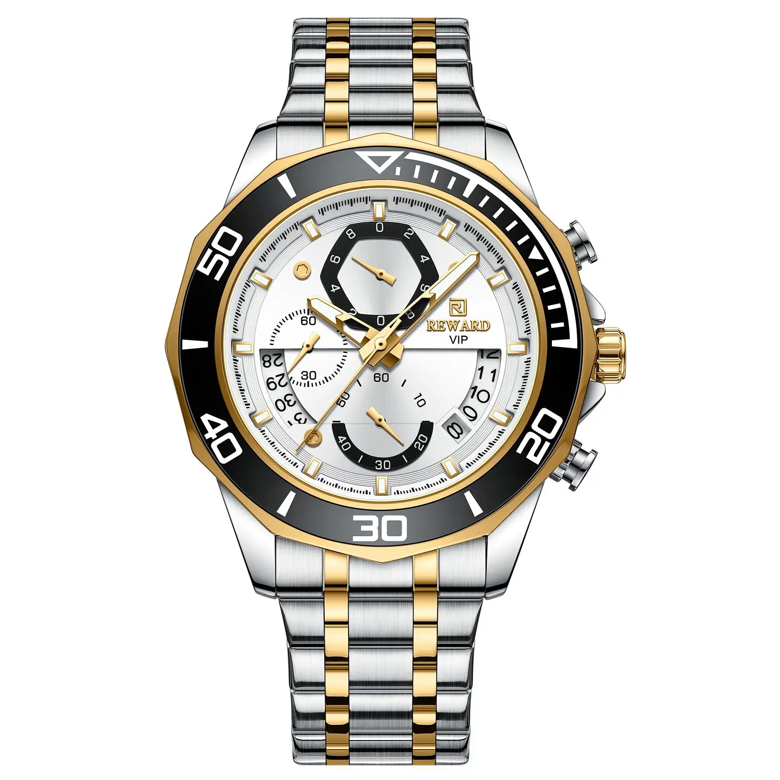 นาฬิกาควอตซ์สำหรับผู้ชาย3D ทรงหลายเหลี่ยมสไตล์ใหม่แสดงปฏิทินคู่แบบกลวงดิจิตัล