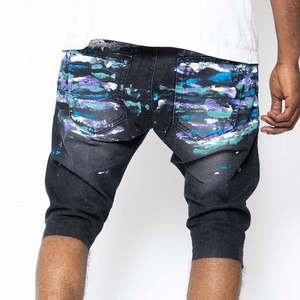 Nhà Máy Tùy Chỉnh Nhà Thiết Kế Người Đàn Ông Của Quần Jean Ngắn aeedenim Người Đàn Ông Của Dầu In disdressed Ripped Skinny Mỏng Phù Hợp Với Quần Short Denim Người Đàn Ông - Product Image 6