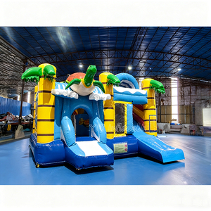 Structure gonflable avec toboggan, design tortue de mer, avec mur d'escalade, pour entreprise de location, personnalisable/OEM - Product Image 1