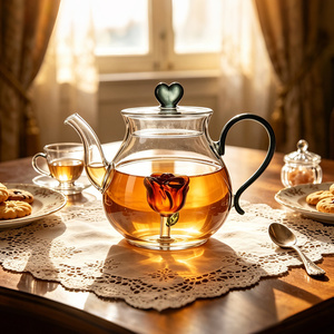 <span class=keywords><strong>Théière</strong></span> en verre borosilicate avec infuseur à thé intégré en forme de rose 3D, couvercle en forme de cœur, résistante à <span class=keywords><strong>la</strong></span> chaleur, <span class=keywords><strong>théière</strong></span> transparente pour thé en feuilles - Product Image 2