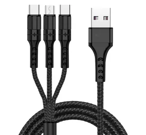 3 Trong 1 Nhanh Chóng Sạc Cáp Dữ Liệu Nylon Bện Đa-Chức Năng Loại C Micro USB Sạc Cáp Cho Điện Thoại Di Động