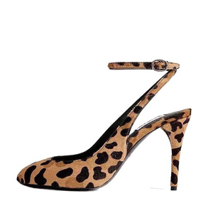 Sandales d'été à talons hauts pour femme, imprimé léopard, à découpe arrière, à bride cheville, bout rond, pour soirée en extérieur - Product Image 6