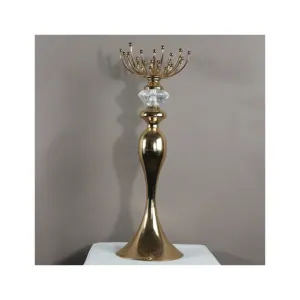 Candelabro in metallo, vaso, centro tavolo da pranzo, ripiano per fiori, decorazione per matrimonio con piombo in oro riutilizzabile