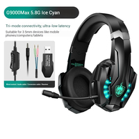 Casque de jeu sans fil KOTION EACH G9000MAX 5.3 avec microphone, ANC, conception supra-auriculaire, son Hi-Fi, étanche IPX0, pour le sport