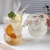 Verre à double paroi en verre soufflé, résistant à la chaleur, pour lait, eau pétillante, Americano glacé, latte, café - Sans pied, sans couvercle