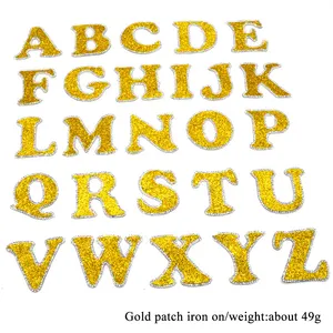 A-Z האלפבית תיקון סיטונאי מכתב תיקוני עצמי דבק מקל על ברזל על צבעוני ריינסטון גליטר תיקון אותיות עבור יוניסקס