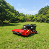 Mesin Pemotong Rumput Robotik Beroda Rantai 40 Inci dengan Mesin Bensin, Desain Kokoh, Silinder Hidrolik Ganda untuk Pertanian
