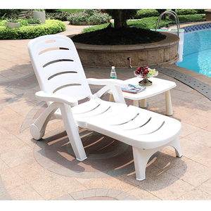 Silla de Playa <span class=keywords><strong>Plegable</strong></span> de Plástico para Piscina Exterior, Sillas Ajustables Blancas para Interiores, Tumbonas - Product Image 3