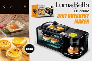 LumaBella 3 en 1 Machine à petit-déjeuner four électrique multifonction tarte aux œufs <span class=keywords><strong>boulanger</strong></span> machine à pain multifonction <span class=keywords><strong>Mini</strong></span> <span class=keywords><strong>Mini</strong></span> four LB-58002 - Product Image 2