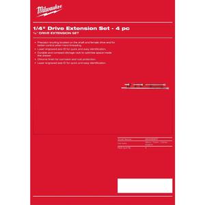 <strong>MILWAUKEE</strong> 4932480637 Drive Extension <strong>Set</strong> 4 Pcs Hand Tools <strong>Socket</strong> <strong>Milwaukee</strong> Power Tool Accessories 48-22-9340 - Product Image 2