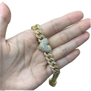 Amazing Trendy Brazilian Brass Gold Plated Green Cubic Zirconia <b>Crystal</b> Love Heart Shape Chain Charm <b>Bracelet</b> <b>Women</b> Party Gift - Product Image 1