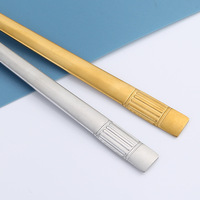 Cuillère carrée coréenne en acier inoxydable de qualité supérieure, cuillères à long manche et fond plat, agitateur à dessert vintage style lanterne de palais pour la crème glacée