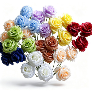 ดอกไม้ประดิษฐ์เทียนฉี แอนนาโรส โพลีเอสเตอร์ ก้านเดี่ยว สีเหลือง สีฟ้า สำหรับตกแต่งบ้าน งานแต่งงาน ฉากดอกไม้ติดผนัง - Product Image 2
