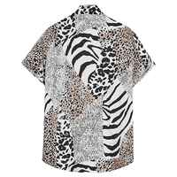 Chemise à manches courtes boutonnée pour homme Verdusa, imprimé léopard zèbre